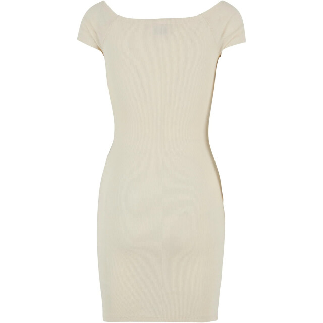 Urban Classics Dames ribbed off shoulder dress UTTN153_whitesand large