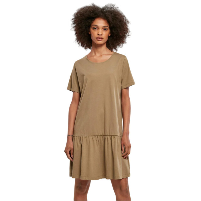 Urban Classics Dames valance t-shirt jurk UTTN236_khaki large