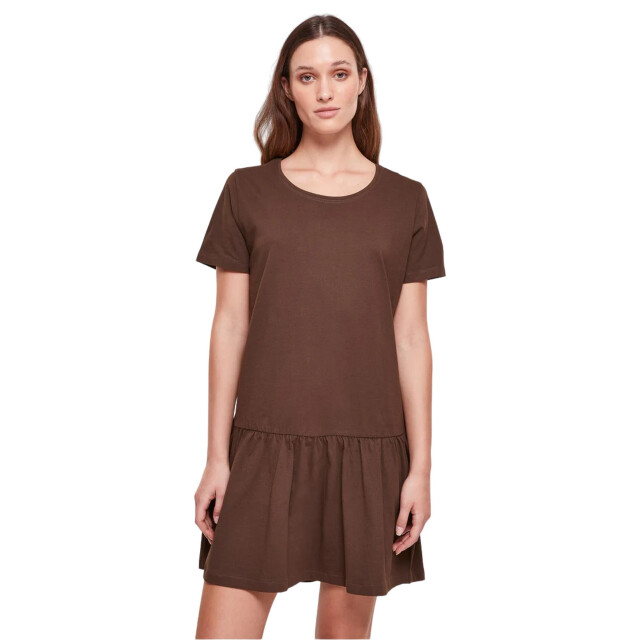 Urban Classics Dames valance t-shirt jurk UTTN236_brown large