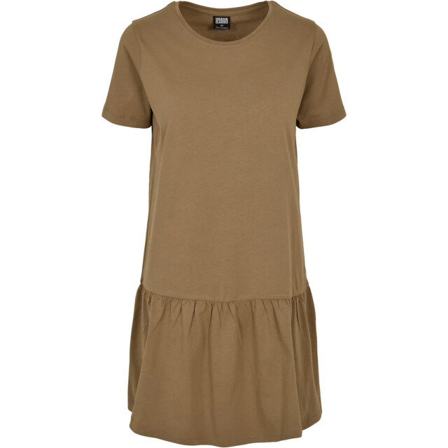 Urban Classics Dames valance t-shirt jurk UTTN236_khaki large