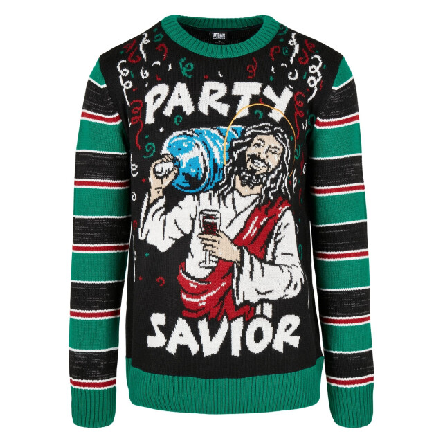 Urban Classics Heren savior kerst sweatshirt UTTN292_blackgreen large