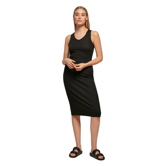 Urban Classics Dames geribbelde mouwloze midi-jurk UTTN214_black large