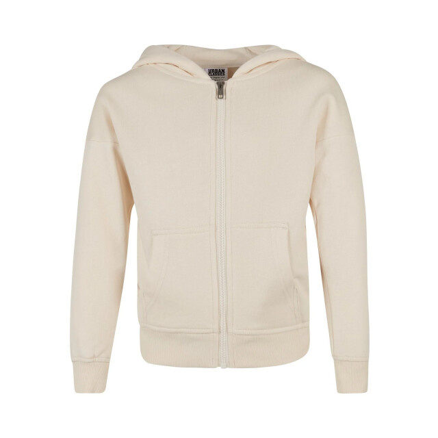 Urban Classics Meisjes badstof organic full zip hoodie UTTN1483_whitesand large