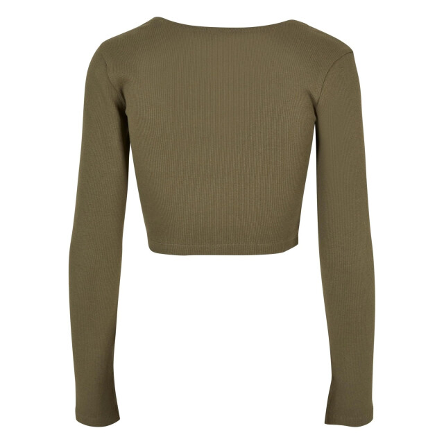 Urban Classics Dames geribde top met lange mouwen UTTN1485_olive large
