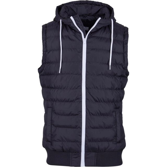 Urban Classics Heren contrast gewatteerd gilet met capuchon UTTN201_blackwhite large
