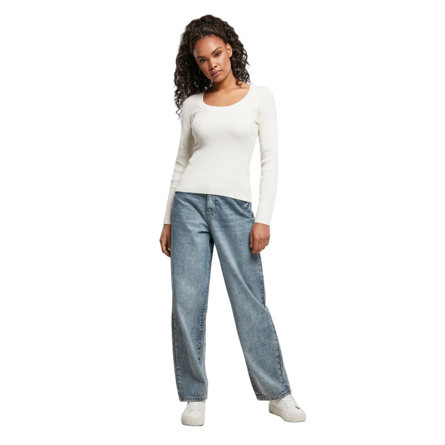 Urban Classics Dames trui met wijde hals en lange mouwen UTTN199_whitesand large