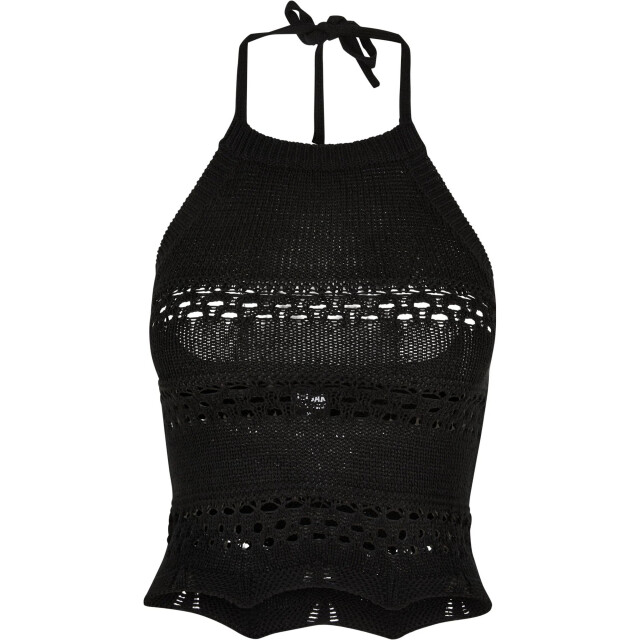 Urban Classics Dames gebreid halter hals kort topje UTTN1471_black large