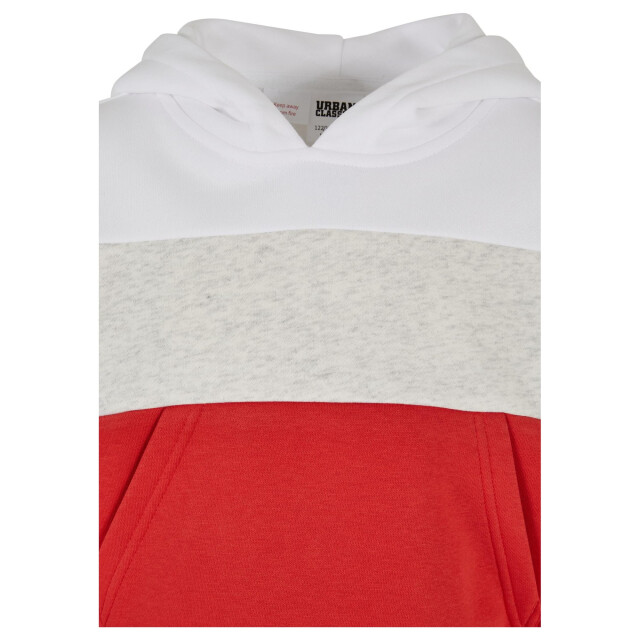 Urban Classics Meisjes 3 tone oversized hoodie UTTN1474_whitelightgreyhugered large