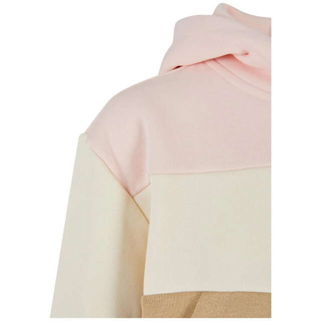 Urban Classics Meisjes 3 tone oversized hoodie UTTN1474_pinkwhitesandunionbeige large