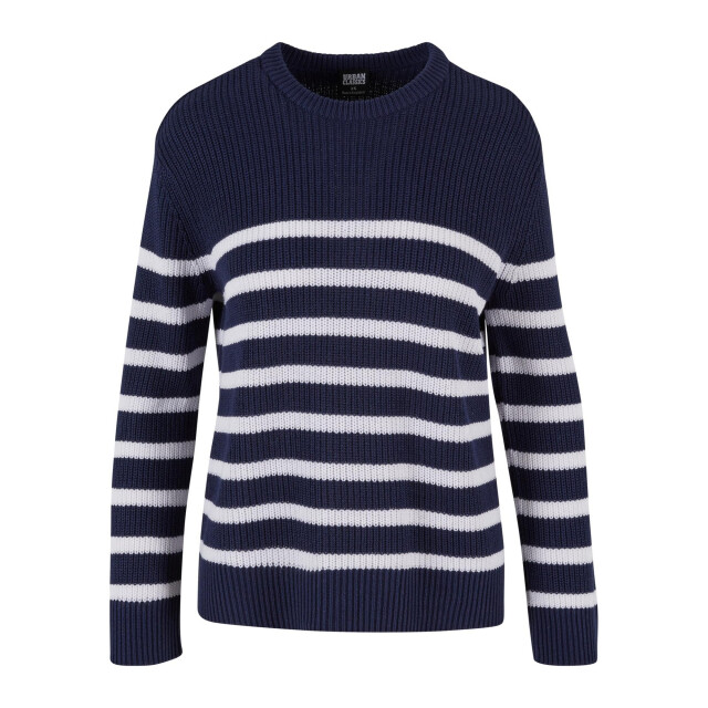 Urban Classics Dames gestreepte geribde trui UTTN1466_navywhite large