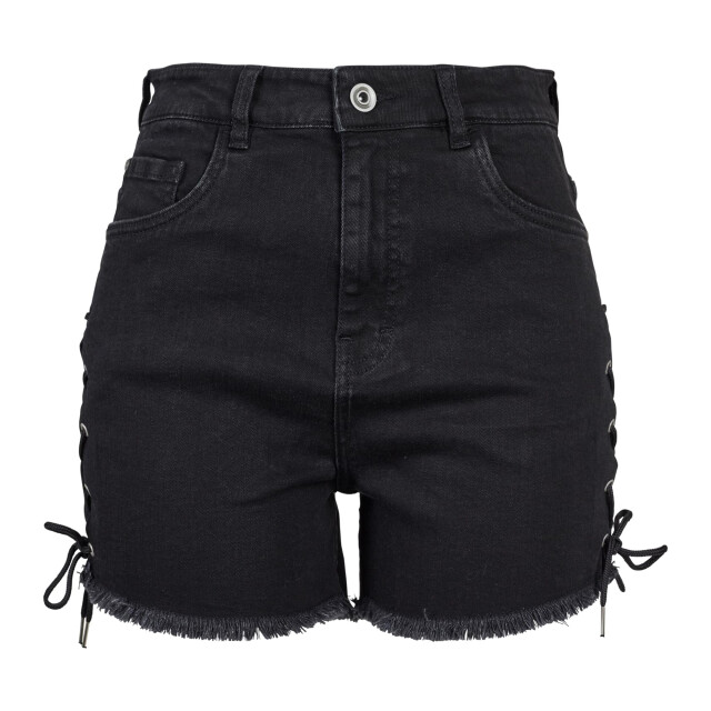 Urban Classics Dames denim lace up hoge taille shorts UTTN244_blackwash large