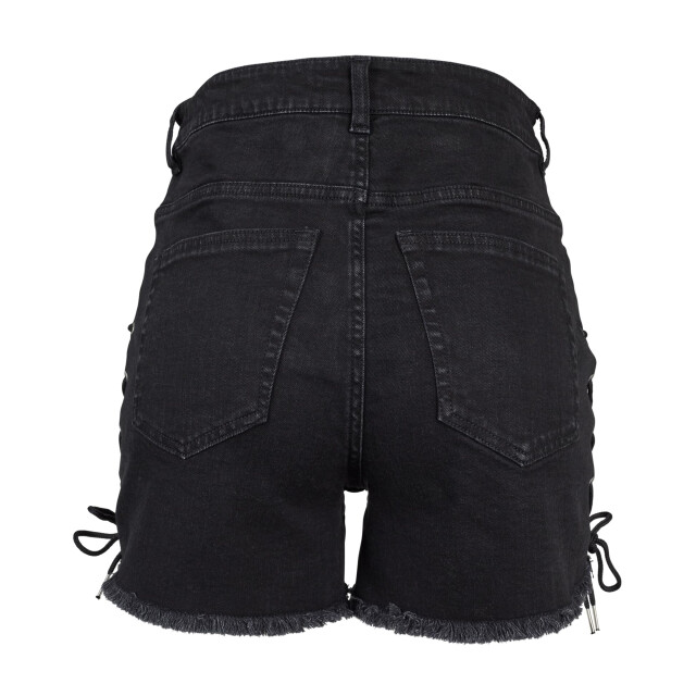 Urban Classics Dames denim lace up hoge taille shorts UTTN244_blackwash large