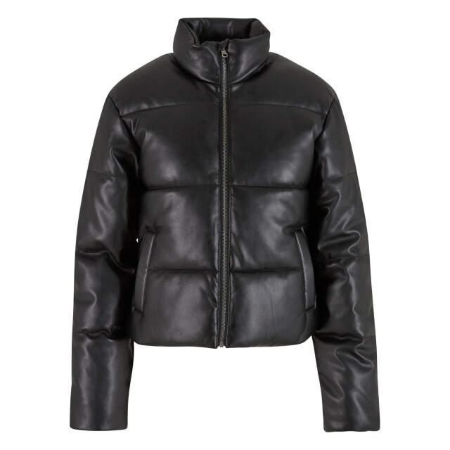 Urban Classics Dames synthetisch leren pufferjack UTTN1661_black large