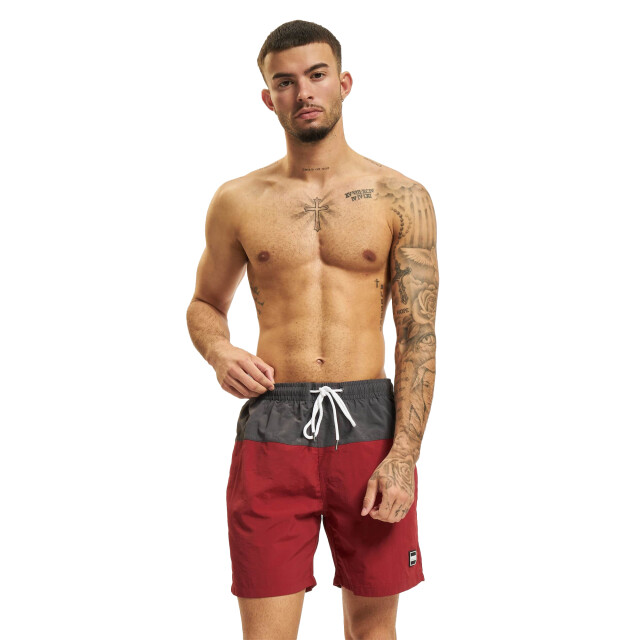Urban Classics Heren blok zwemshorts UTTN159_brickreddarkshadow large