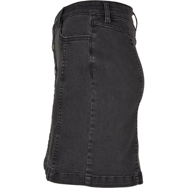 Urban Classics Dames knoop denim stretch rok UTTN1596_blackwash large