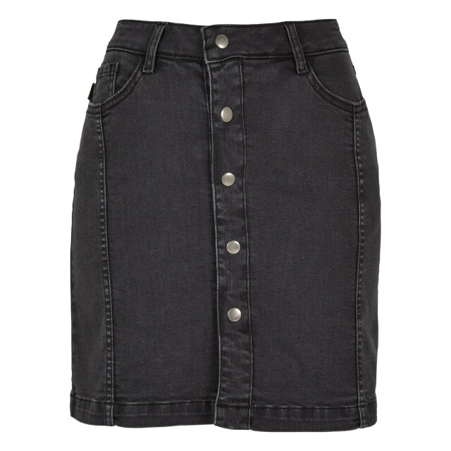 Urban Classics Dames knoop denim stretch rok UTTN1596_blackwash large