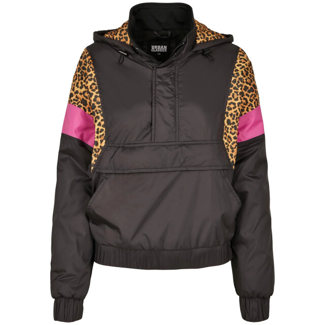 Urban Classics Dames pull over jas met luipaardprint UTTN1351_black large