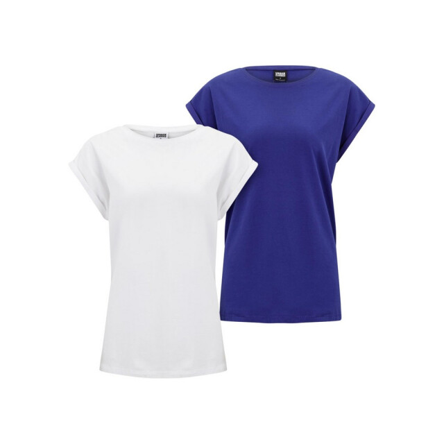 Urban Classics Dames pre-pack verlengd schouder t-shirt (set van 2) UTTN1382_whitebluepurple large