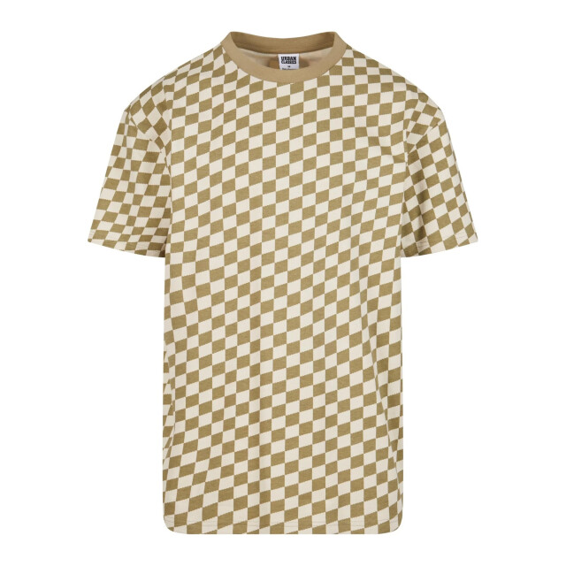 Urban Classics Heren geruit oversized t-shirt UTTN1417_khakiwhite large