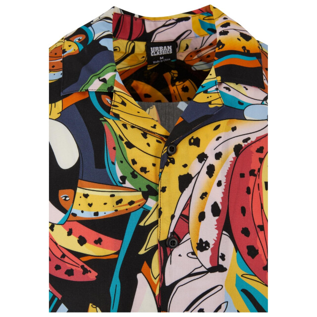Urban Classics Heren toucan viscose all-over print resort overhemd UTTN1430_blackmulticoloured large