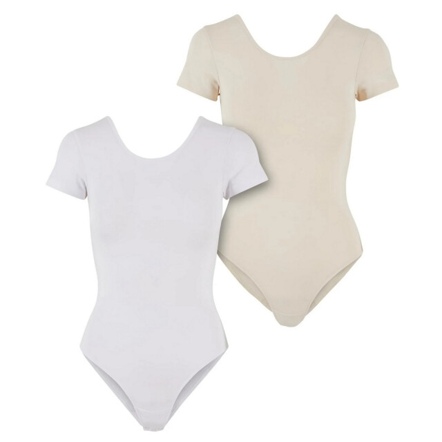 Urban Classics Dames stretch jersey organic bodysuit (set van 2) UTTN1593_whitewhitesand large
