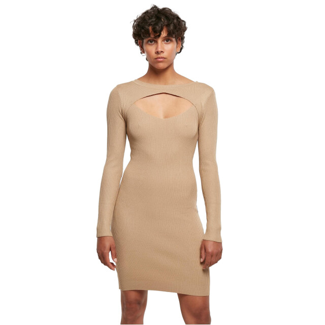 Urban Classics Dames uitgesneden jurk UTTN133_unionbeige large