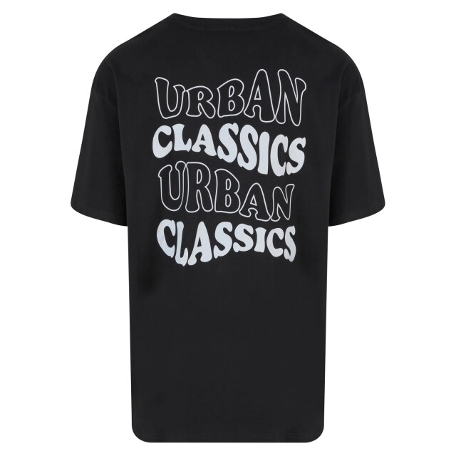 Urban Classics Heren golvend logo zwaargewicht oversized t-shirt UTTN1343_black large