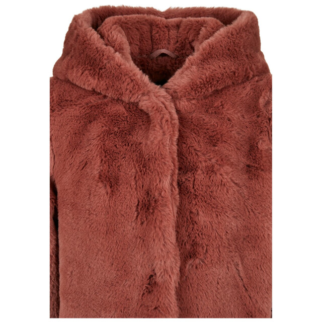 Urban Classics Meisjes teddy fleece mantel met capuchon UTTN1553_darkrose large