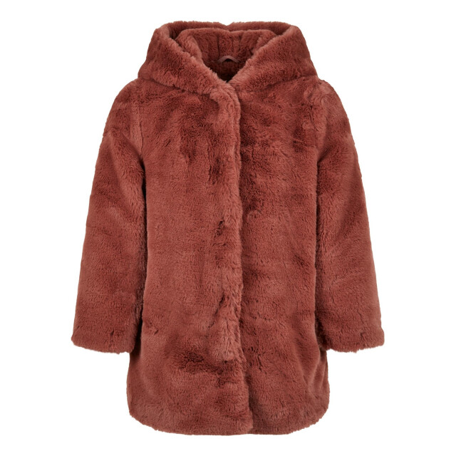 Urban Classics Meisjes teddy fleece mantel met capuchon UTTN1553_darkrose large