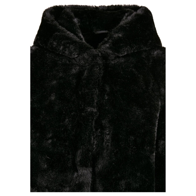 Urban Classics Meisjes teddy fleece mantel met capuchon UTTN1553_black large