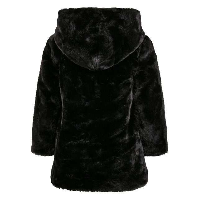 Urban Classics Meisjes teddy fleece mantel met capuchon UTTN1553_black large