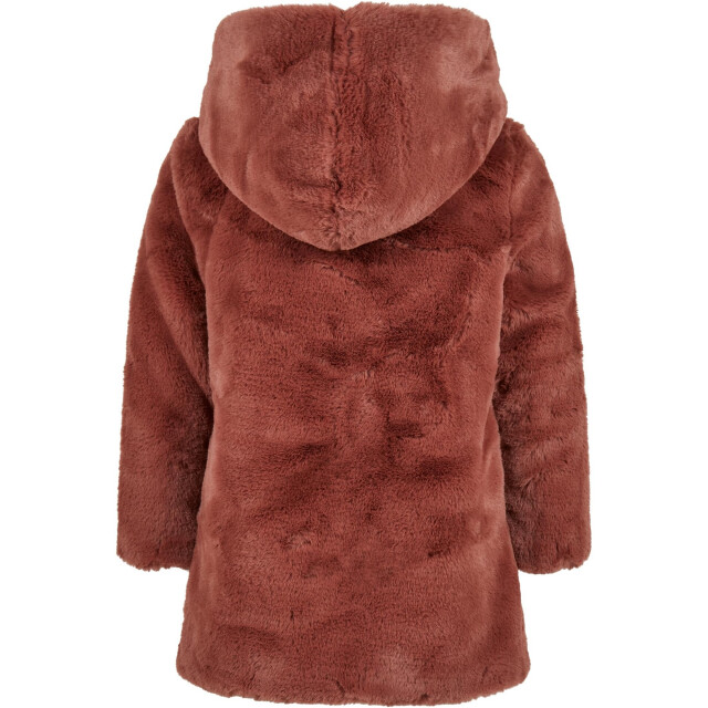 Urban Classics Meisjes teddy fleece mantel met capuchon UTTN1553_darkrose large