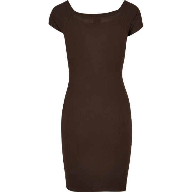 Urban Classics Dames ribbed off shoulder dress UTTN153_brown large