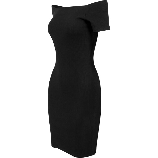 Urban Classics Dames ribbed off shoulder dress UTTN153_black large