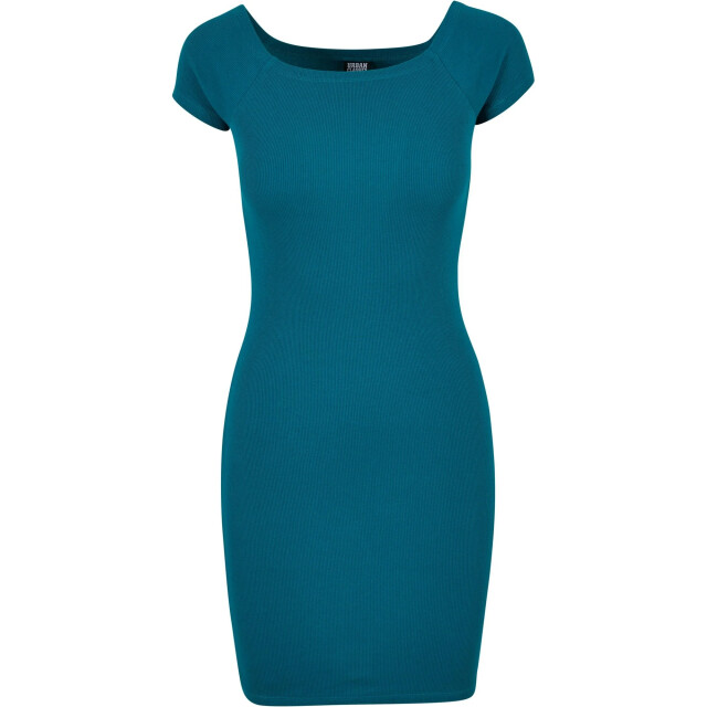 Urban Classics Dames ribbed off shoulder dress UTTN153_greenwater large