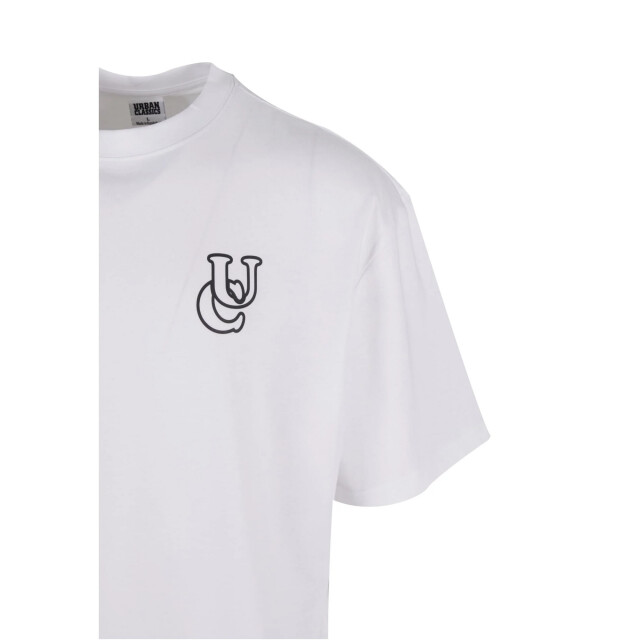 Urban Classics Heren shiny logo tall t-shirt UTTN1280_white large