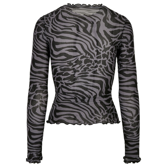 Urban Classics Dames mesh schildpadhals top met all-over print en lange mouwen UTTN1268_asphaltblack large
