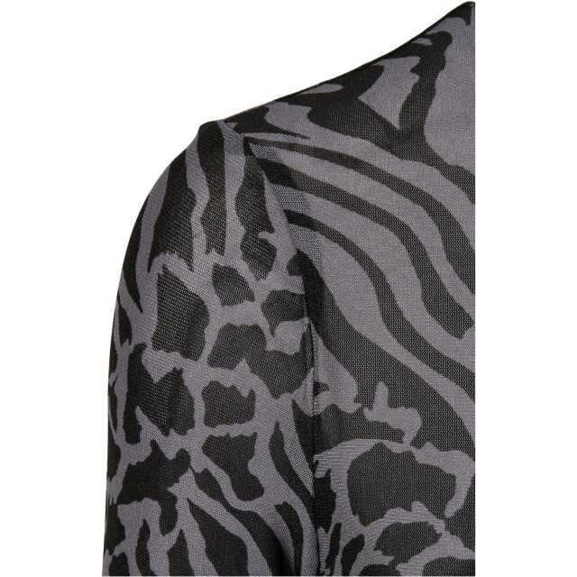 Urban Classics Dames mesh schildpadhals top met all-over print en lange mouwen UTTN1268_asphaltblack large