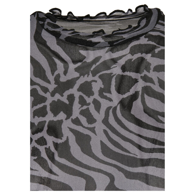 Urban Classics Dames mesh schildpadhals top met all-over print en lange mouwen UTTN1268_asphaltblack large