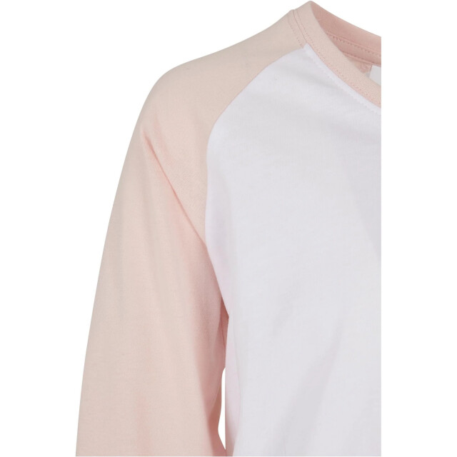 Urban Classics Meisjes contrast raglan t-shirt met lange mouwen UTTN1270_whitepink large