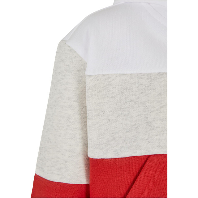 Urban Classics Meisjes 3 tone oversized hoodie UTTN1474_whitelightgreyhugered large