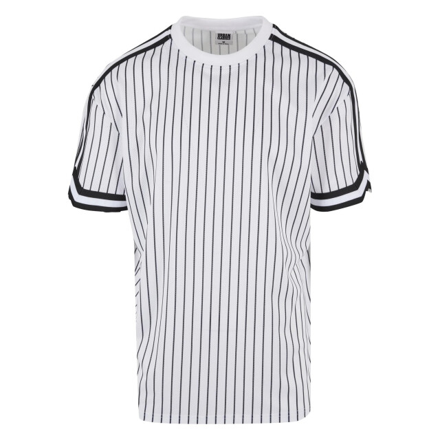 Urban Classics Heren gestreept mesh oversized t-shirt UTTN1248_whiteblack large