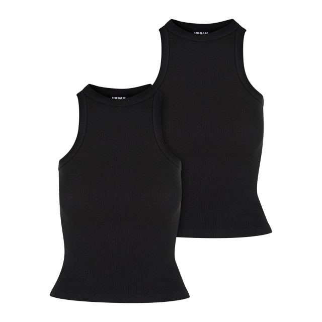 Urban Classics Dames ribbed racerback top (set van 2) UTTN1254_blackblack large