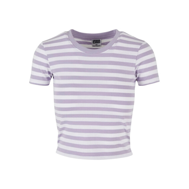 Urban Classics Dames gestreept kort t-shirt UTTN1256_whitedustylilac large
