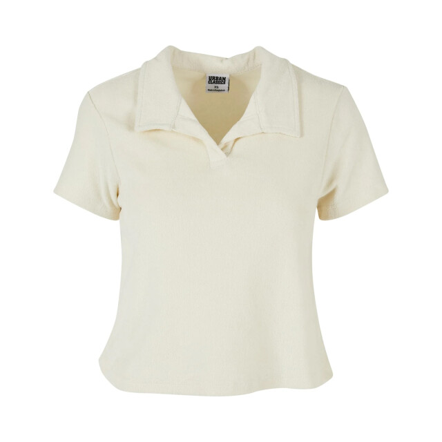 Urban Classics Dames badstof poloshirt UTTN1224_palewhite large