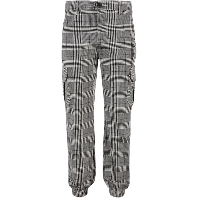 Urban Classics Jongens glen plaid cargo joggingbroek met all-over print UTTN1212_blackwhite large