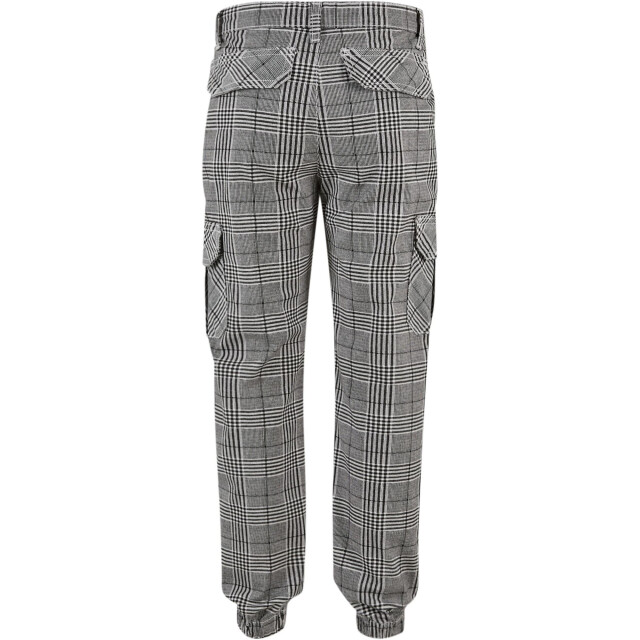 Urban Classics Jongens glen plaid cargo joggingbroek met all-over print UTTN1212_blackwhite large