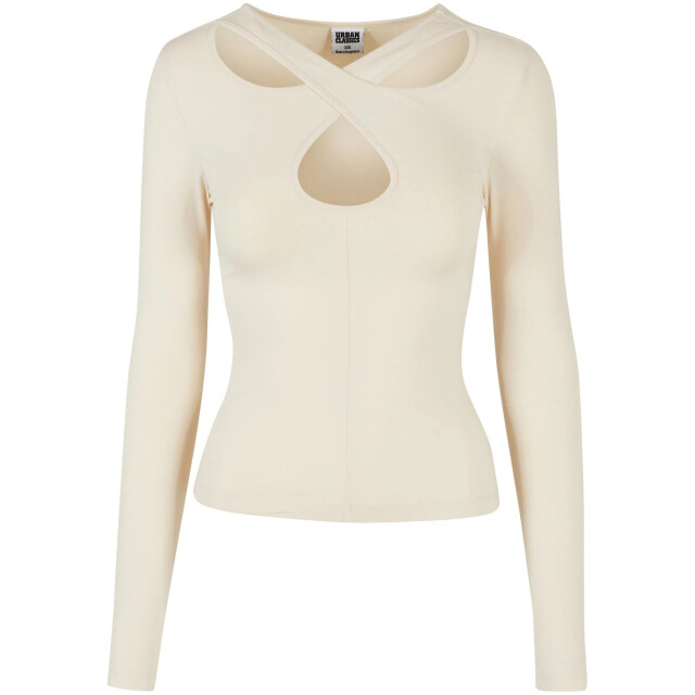 Urban Classics Dames uitgesneden kruishals top met lange mouwen UTTN1203_whitesand large