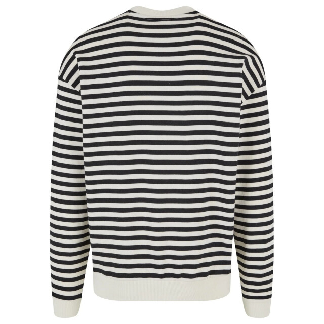 Urban Classics Heren sweatshirt met gestreepte ronde hals UTTN1177_whitesandblack large
