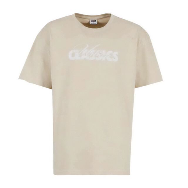 Urban Classics Heren cursief logo zwaargewicht oversized t-shirt UTTN1167_sand large